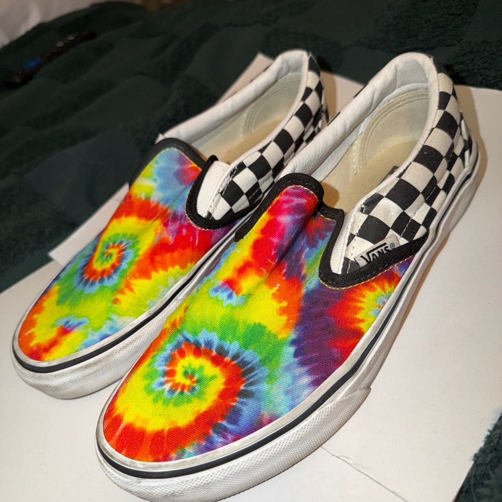 Vans Tie-Dye Checkered Slip-Ons